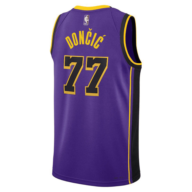 Camisa NBA Los Angeles Lakers Jordan Statement - Edition Swingman Jersey Luka Doncic 77 Roxa