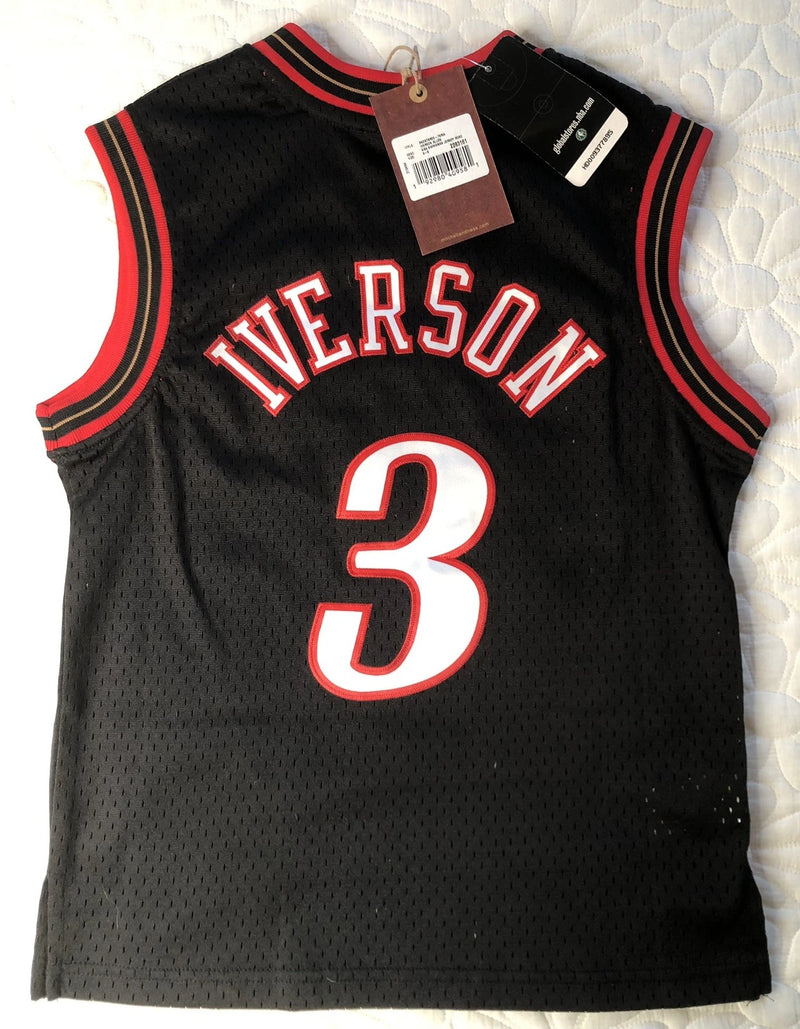 Preschool Philadelphia 76ers Allen Iverson Mitchell & Ness Black 2000-2001 Hardwood Classics Throwback Team Jersey