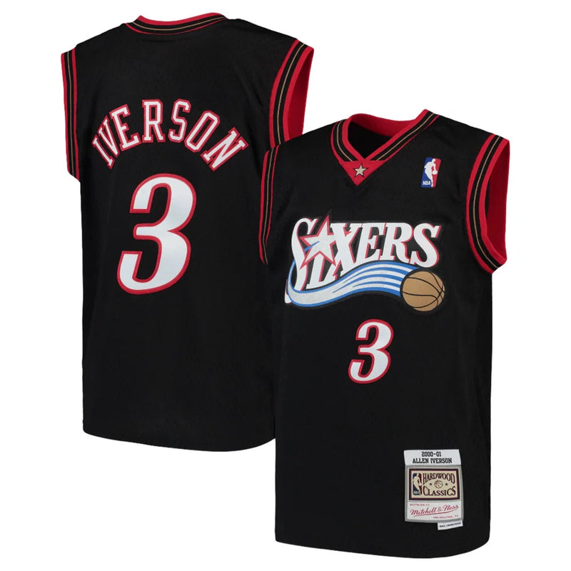 Preschool Philadelphia 76ers Allen Iverson Mitchell & Ness Black 2000-2001 Hardwood Classics Throwback Team Jersey